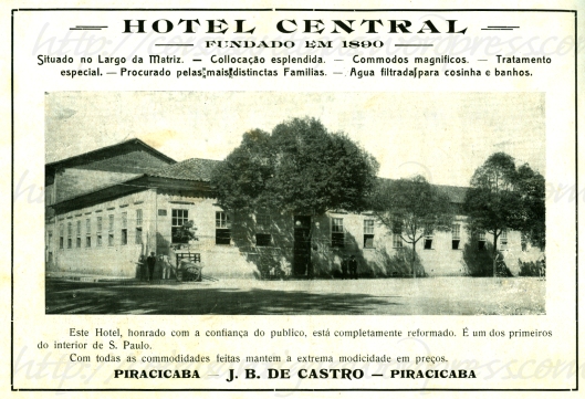 Hotel Central em Piracicaba, ano 1914