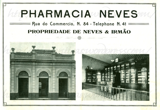 Anúncio da Farmácia Neves em Piracicaba, 1914. Propaganda antiga.